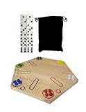 Cauff Original Wooden Marble Wahoo Board Game – 16 Inch Classic 2-Sided Painted Fast Track Game for 2 or 6 Players with Glass Marbles and Dice– Family Game Night Favorite