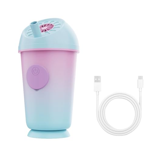 Ventilador Diseño Forma Taza Té Leche Portátil con Función Pulverización, Ventiladori Mini Verano Recargable, Dispositivo Refrigeración Mano USB para Picnics, Actividades Aire Libre, Oficina, Viaje