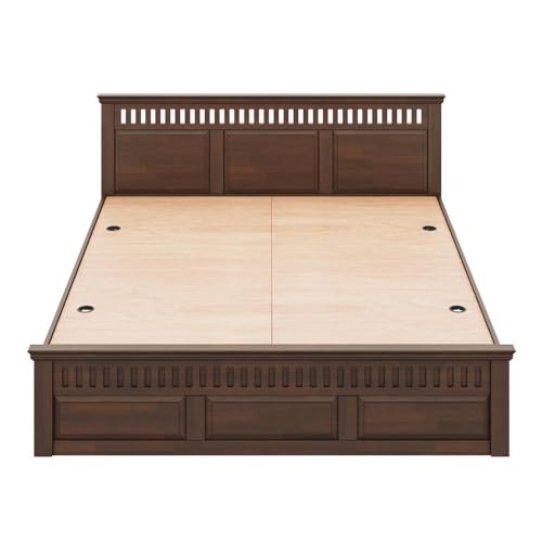 Image of Wakefit Bed | King (78x72) Solid Wood Bed Without Storage | 3 Year Warranty | Pegasi - Irish Walnut