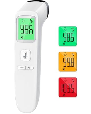 Touchless Thermometer for Adults,Forehead and Ear Thermometer for Fever,Infrared Magnetic Thermometer for Baby Kids Adults Surface and Room (White)