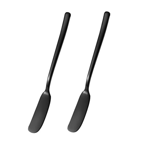 BEBEMOKO Cortadores De Mantequilla y Queso De Acero Inoxidable 304, Cuchillos Multiusos Negros, Para Untar y Decorar, Utensilios De Cocina Profesionales, Kit De 2 Piezas Para Restaurante y Catering