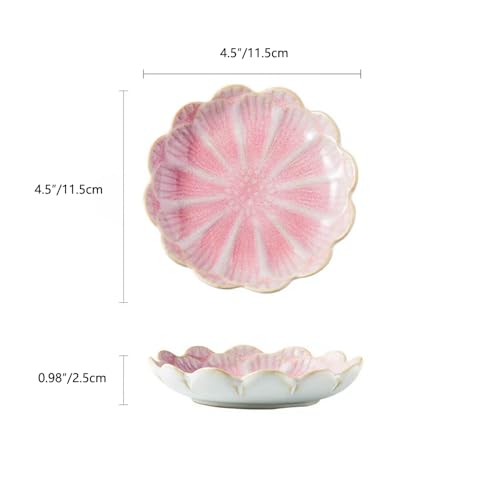 JAMEND CLXP Lotus Ring Holder Dish Small Indoor Ash Tray, Ceramic Dessert Plate Trinket Jewelry Holder Organizing Necklace Earrings for Parents Friends Sister, Pink. All Jewelries Are NOT Included.