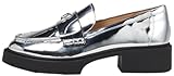 Coach Women's Leah Metallic Leather Loafer, Silver, 5