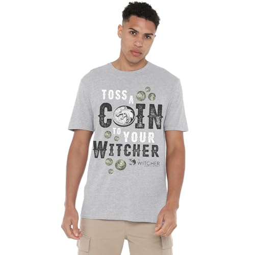 The Witcher T-Shirt Unisexe Gris Heather Sport 4XL Coupe Ample Confort Durable