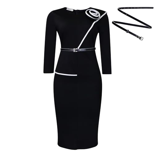 Image of Wear to Work Dress for Women Business Casual Bodycon Midi Dress Elegance Church Outfits
