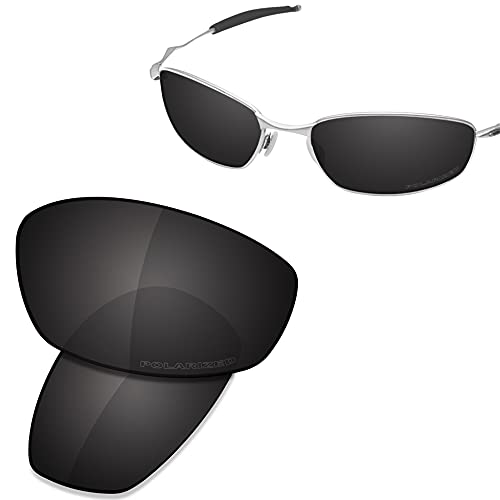 Image of SAUCER Premium Replacement Lenses & Rubber Kits for Oakley Whisker OO4141 | UV400 Protection, Anti-Scratch, Precise Fit & Enhanced Clarity Sunglasses High Definition - Carbon Black Polarized
