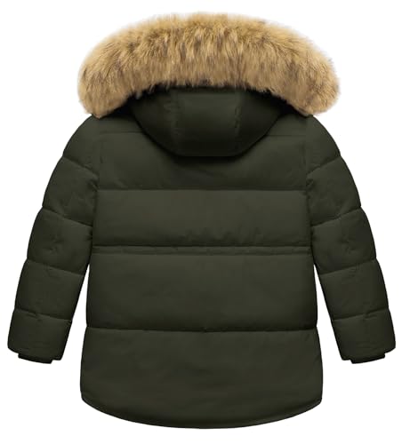 Image of Boy's Winter Coat Waterproof Kids Puffer Jacket Thicken Parka Fleece Lined Bubble Ski Snow Outerwear with Fur Hood