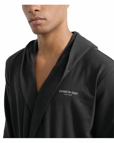 Kenneth Cole Mens Bathrobe - Hooded Cotton Bathrobe with Long Sleeves & Belted Waist - Soft Spa Robe for Men (Sizes: M-XL)3