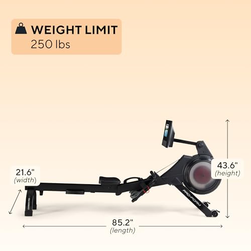 Image of ProForm Carbon Pro10 Rower | Quiet Smart Rower for Home featuring Smooth Adjustable Resistance and Space Saving Foldable Design