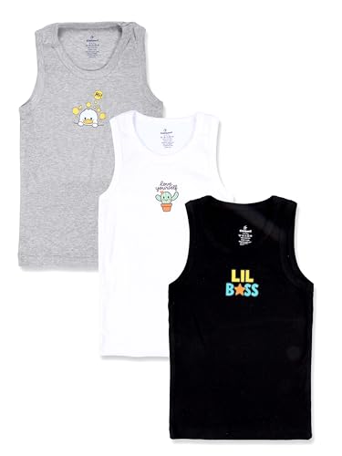 Image of KiddoPanti Boys 100% Cotton Rib Vest Pack of 3
