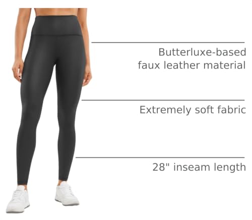 Image of CRZ YOGA Matte Faux Leather Leggings 28 inch | Extremely Soft, Gentle Compression, Casual, High Waisted, for Women