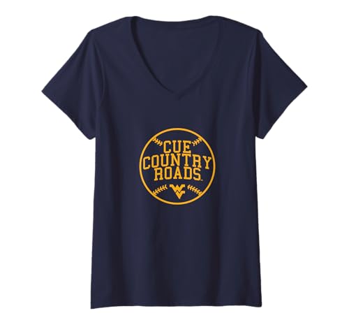 Women's Cue Country Roads - West Virginia Mountaineers Baseball V-Neck T-Shirt