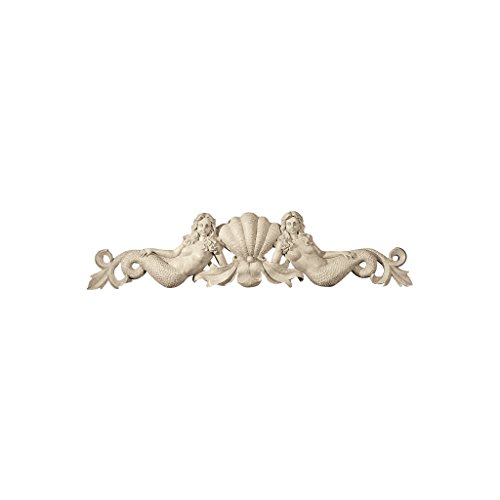 Design Toscano Mermaid Pediment Overdoor Wall Decor Sculpture, 39 Inch, Polyresin, Ancient Ivory