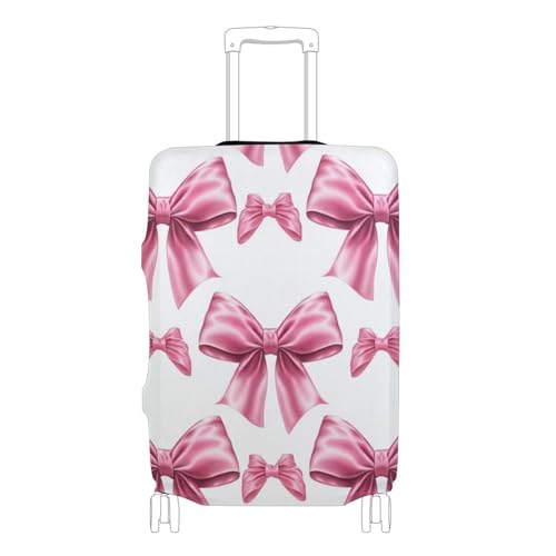 Joisal Soft Pink Bows Print White Suitcase Covers Luggage Protector Cute Protection Floral Travel Luggage Sleeve for Women, M, Fits 22-24 Inch Case