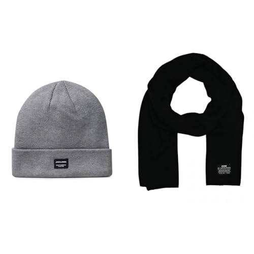 Bonnet gris homme écharpe noire tricotée accessoires hiver chaud