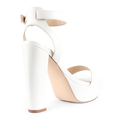 Image of MERUMOTE Women's Fashion Platform Sandals Block Heels Wedding Summer Dress Shoes