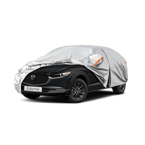 Kayme 6 Layers SUV Car Cover Custom Fit for Mazda CX-30/CX-3/CX 30/CX 3 (2019-2025) Waterproof All Weather for Automobiles, Outdoor Full Cover Rain Sun UV Protection.Silver