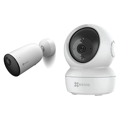 EZVIZ CB3 Security Camera with Battery, 1080p Wifi Camera CCTV, Outdoor Wire-free IP Camera & EZVIZ C6N Security Camera, 1080p WiFi Indoor Home Camera, Baby Monitor Surveillance Camera