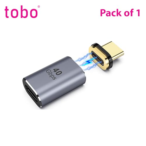 Image of Tobo Magnetic Adapter Straight, USB4.0 C Male to C Female Magnetic Elbow 40GB Adapter, s Data Transfer Compatible with USB-C Mobile Phone,Laptops&Tablets(TD-1105TC) (Pack of 1)