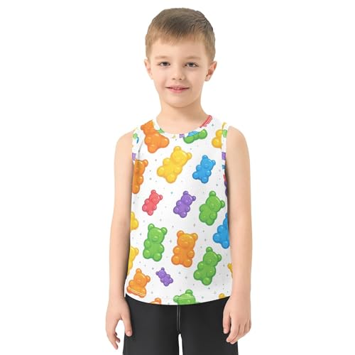 JUNZAN Colorful Gummy Bears Jelly Sweets Children Tank Tops Sleeveless Toddler Vest Kids Shirts for Running Beach Swim 3T2