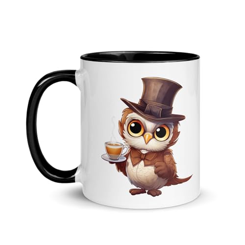 Chatcripant Tasse Hibou Chouette avec Tasse de Thé – Mug Café Thé 325 ml – Illustration Hibou Originale – Idée Cadeau Amoureux des Hiboux – Mug...