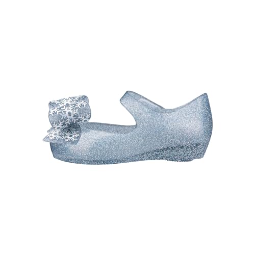 Melissa Mini Ultragirl + Frozen Mary Jane Flats for Little Girls, Silver Glitter, 6