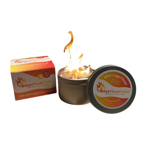 Lagerfeuerliebe Mini-Lagerfeuer to go | bis zu 2 Std. Brenndauer | wiederverwendbar leicht & sicher | Ø 7 cm | klein & praktisch | Mini-Lagerfeuer | Tischfeuer | Feuerschale |
