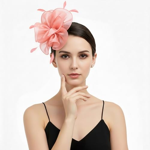 Image of DRESHOW Fascinators Hat Tea Party Headwear Ribbons Feathers on a Headband and a Clip for Women