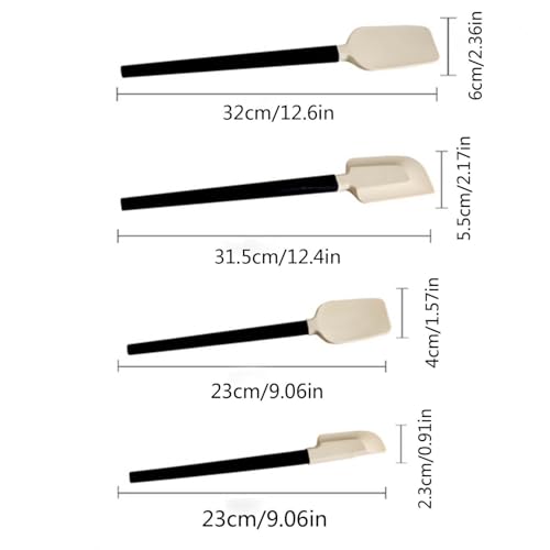 Silicone Spatula Set of 4, Food Grade Silicone High Temperature Resistant Flexible Silicone Spatula with Wooden Handle, Beveled Edge Non-Slip Kitchen Spatula for Baking Cream Stirring Picnic (Khaki) - image 2