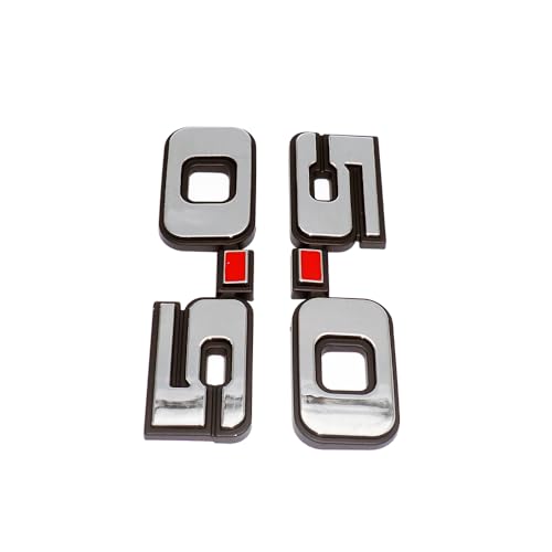 Image of 2Pc 1979-1993 5.0 Liter Engine Emblem Driver & Passenger Side Badge Nameplate Replacement for D9ZZ-16228-BC (Chrome Red)