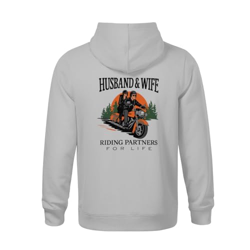 Kids Vintage Husband & Wife Riding Partners For Life Biker Boys Girls Lightweight Kangaroo Pocket Fleece Hoodies3