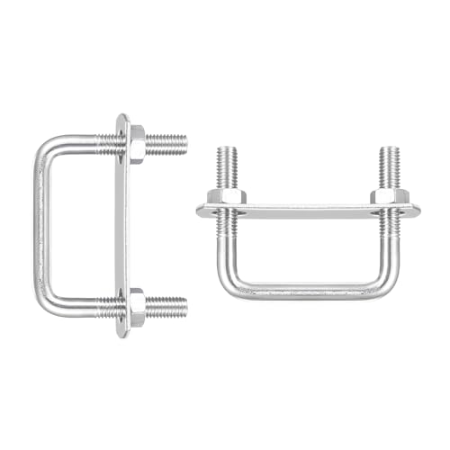 Image of DTGN M8x50x50mm(ThreadxWxL) Square U Bolt - 2Pack - Good for Trailer Pipe Replacement Parts - 304 Stainless Steel U Shape Bolts