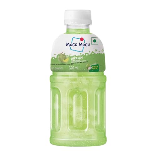 Image of Mogu Mogu Melon Juice with Nata de Coco Jelly 320ml (Pack of 6) | Refreshing Tropical Thai-Made Sip & Chew Beverage