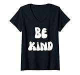 Photo Gallery donna be kind - design funky groovy, amore e gentilezza sono retrò maglietta con collo a v Photo Gallery donna be kind - design funky groovy, amore e gentilezza sono retrò maglietta con collo a v