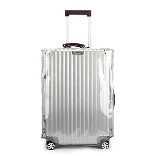 HOTMNTY Protège-Valise Trolley, Housse De Valise, Housse De Valise En Pvc, Réutilisable, Lavable, Étanche à l'Eau Et à La Poussière,Bord Argenté Transparent (Convient aux bagages de 22") Cover