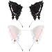 SOSPIRO 2 Pezzi Orecchie da Volpe/Gatto Accessori Orecchie Gatto Cerchietti per Festa Costume Carnevale Halloween Natale Donna Ragazza Nera+Rosa