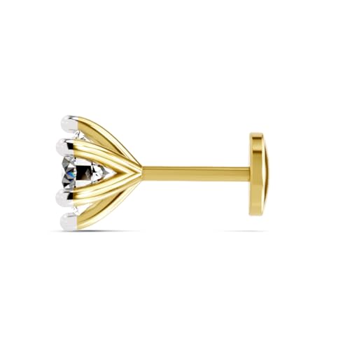 Image of Sparkles Lab Grown Diamond 0.03 Carat - 0.50 Carat Round Shape Solitaire Diamond Nose Pin for Women | 14K Gold IGI Certified FG VS Quality