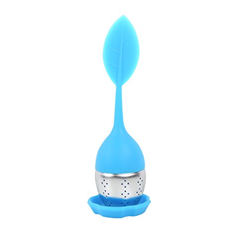 Multi-Colored Silicone Tea Infusers, Tea Strainer for Loose Tea, Fine Mesh Loose Tea Strainer Silicone Lid Tea Cup Filter for Loose Leaf Tea (7 Colors) (Blue)