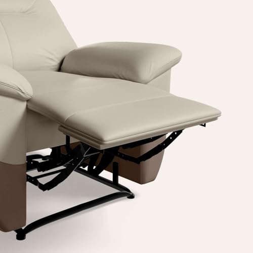 Image of Interio by Godrej Recliner, Nurest Manual 1 Seater Leatherette Recliner with USB Port, 3-Years Warranty (Beige and Peanut)