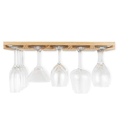 Rustic State Eze Stemware Glass Rack Under Cabinet Easy to Install Hanging Bar Glass Rack 21.6 Inch by 10 Inch Natural - Thumbnail 2