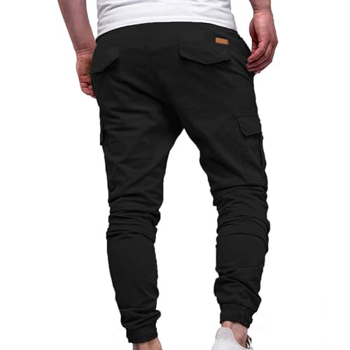 Mens Tapered Athletic Pants Casual Straight Leg Sweatpants Elastic Waist Workout Running Cargo Trousers with Pockets4