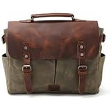 Howorr バイクサイサドルバッグドバッグサイドバッグ多機能キャンバスオートバイバッグサイドポーチサドルバッグショルダーメッセンジャーバッグ (アーミーグリーン)