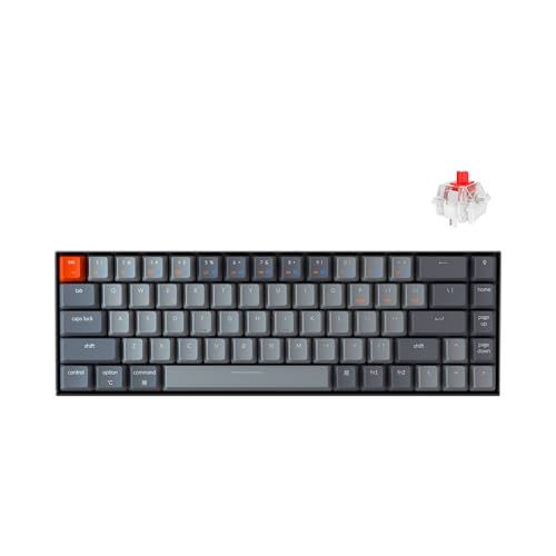 Image of Keychron K6 Hot Swappable Wireless Bluetooth 5.1 /Wired Mechanical Gaming Keyboard, 65% Compact 68-Key RGB LED Backlight Keychron Super Red Switch Rechargeable Battery for Mac Windows