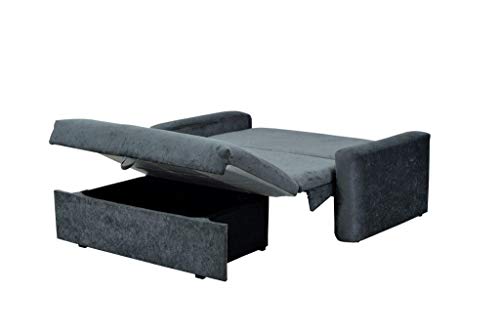 Sofá Cama com Baú Carol Suede Amassado Cinza - Matrix