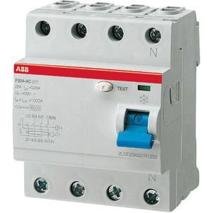 ABB Protecta Plus F204 A-25/0.1 Residual Current Circuit Breaker • 4 Pole • 25A • Type A • 100mA • RCCB • DIN Rail • F200 Series • Earth Fault Protection • 2CSF204101R2250 — image 1