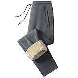 [KEFITEVD] 暖パン メンズ 防風 裏ボア ジョギング パンツ トレーニング スポーツウェア ジャージ 防寒パンツ 長ズボン 暖かい 裏起毛 スウェットパンツ 無地 部屋着 灰 ダークグレー JP XL