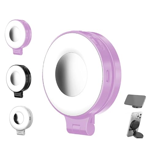 3-in-1 Magnetic Beauty Selfie Light per Phones Foldable Fill Handheld Photography Portable Photo Live Broadcast 3 Lights Modes per Makeup and Pink