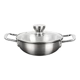 Artibetter Edelstahltopf mit Glasdeckel 1 Satz Ramen Kochtopf Haushaltsnudeltopf Topf Induktion mit Griffdesign und Aufhängemöglichkeit für Küche