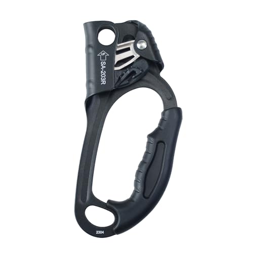 S.E.PEAK UIAA & CE Certified Climbing Rappelling Equip Hand Ascender for 8-13mm Rope Right Hand Black