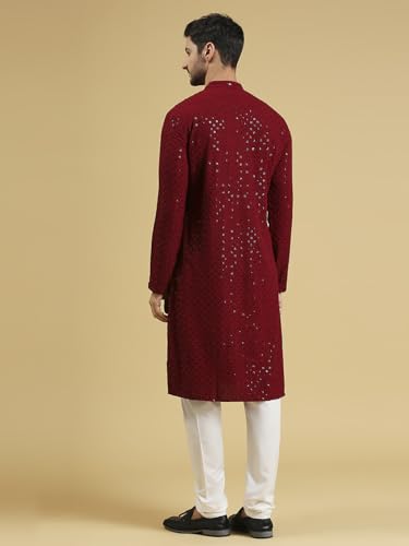 Image of Rajubhai Hargovindas Men Chikankari and Sequin Work Kurta